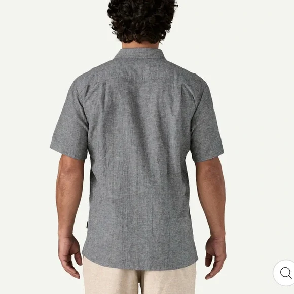 Patagonia Back Step Shirt Large Chambray Navy Button Down Short Sleeve EUC - Picture 2 of 8